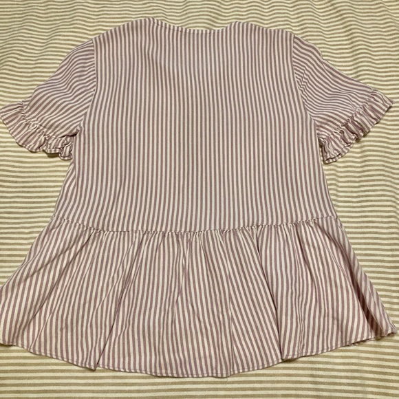 Madewell lavender and white striped ruffle hem peplum blouse - Picture 9 of 9
